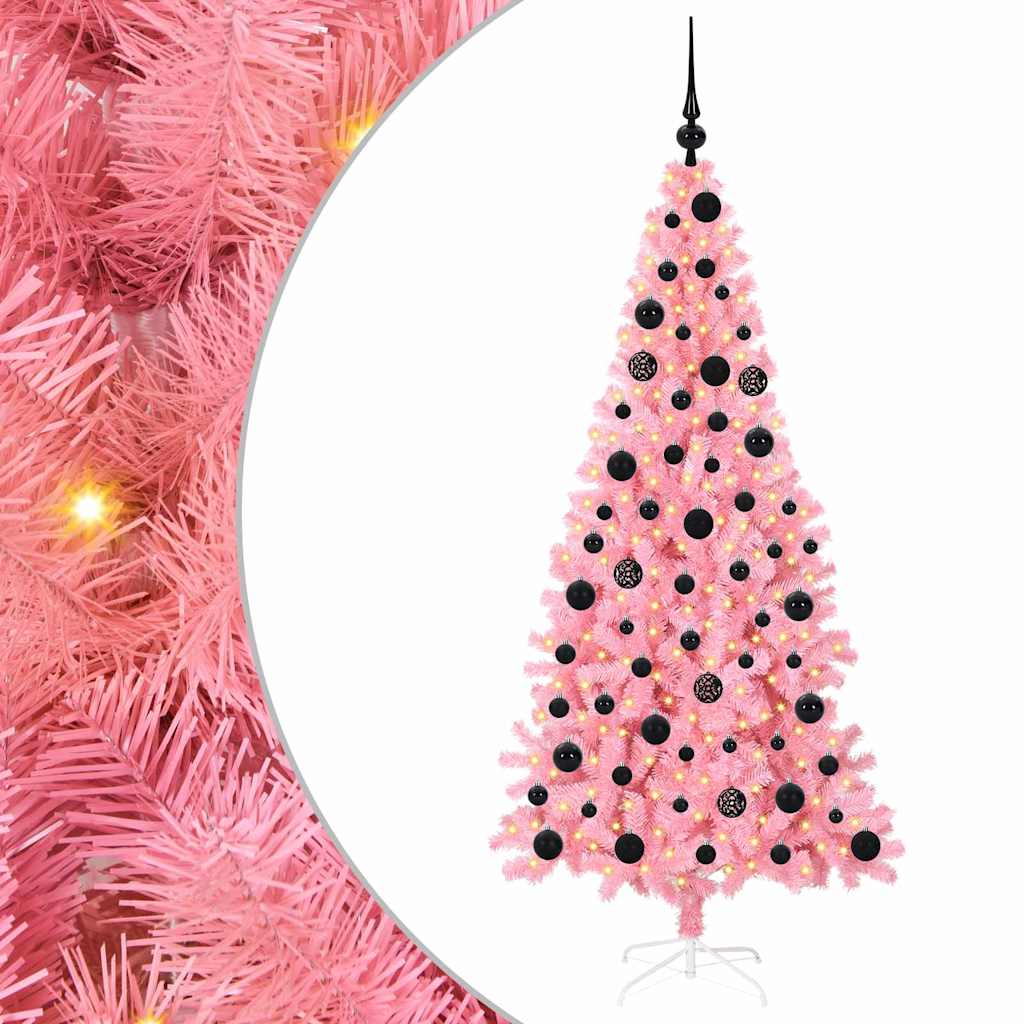 Albero di Natale VidaXL con 300 LED con PVC standard rosa da 180 cm