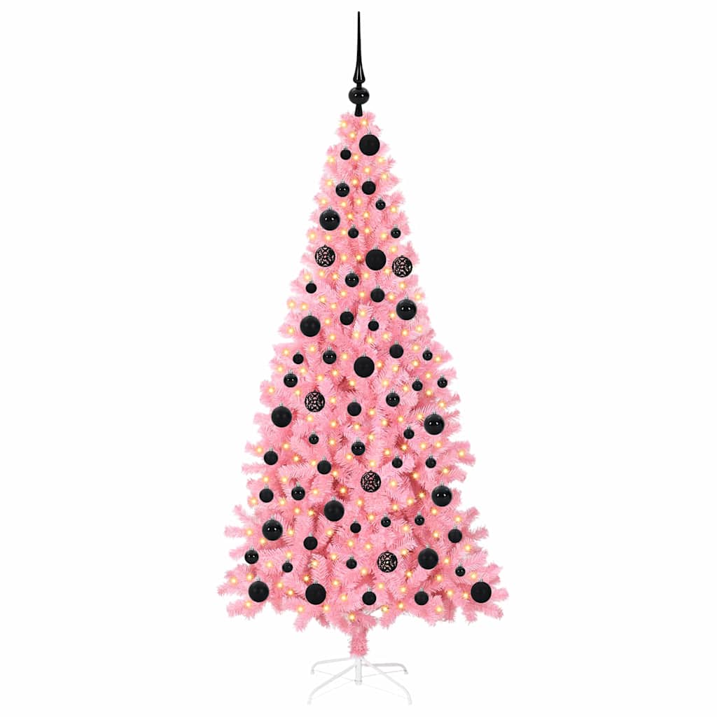 Vidaxl kerstboom met 300 led met standaard roze 180 cm pvc