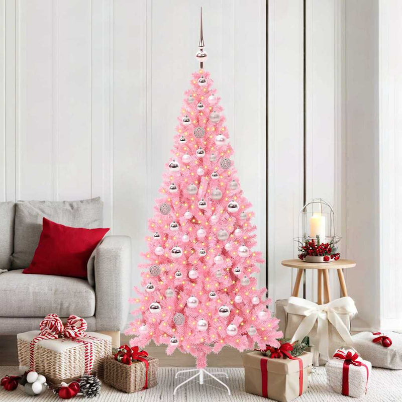 Vidaxl kerstboom met 300 led met standaard roze 180 cm pvc