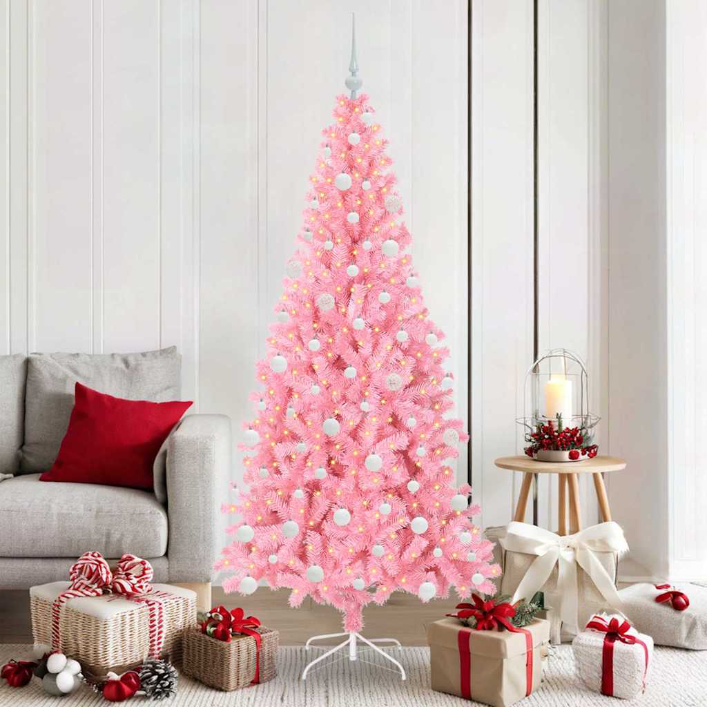 Albero di Natale VidaXL con 300 LED con PVC standard rosa da 180 cm