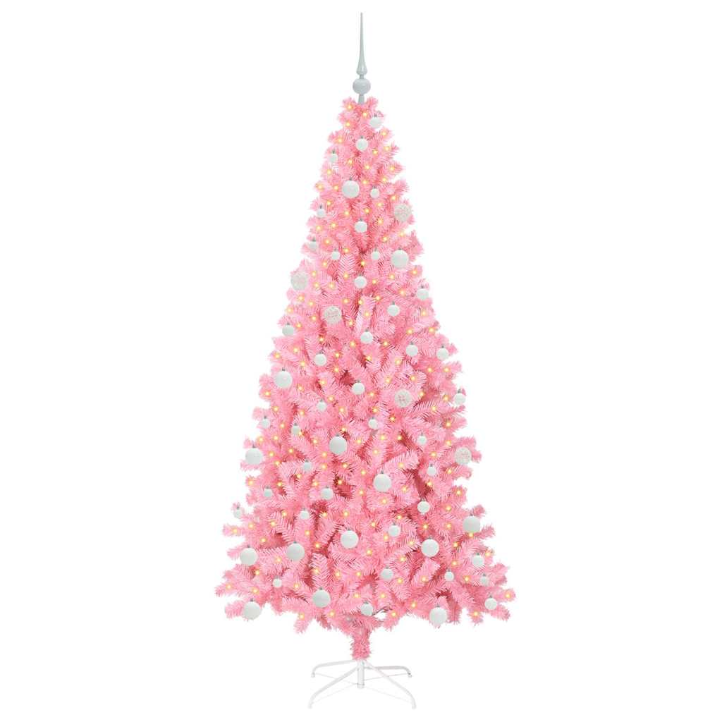 Albero di Natale VidaXL con 300 LED con PVC standard rosa da 180 cm