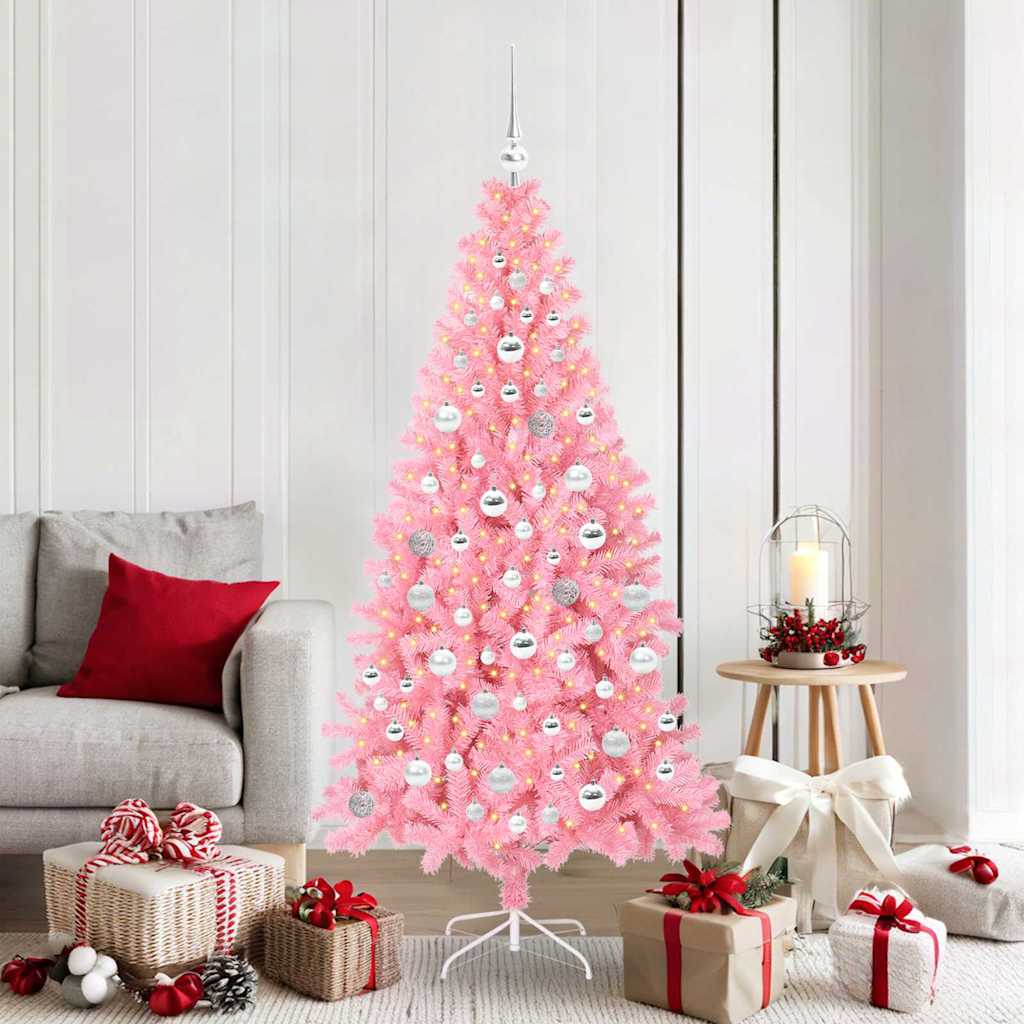 Vidaxl kerstboom met 300 led met standaard roze 180 cm pvc