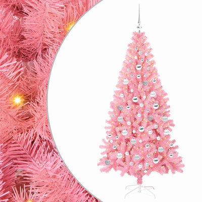 Albero di Natale VidaXL con 300 LED con PVC standard rosa da 180 cm