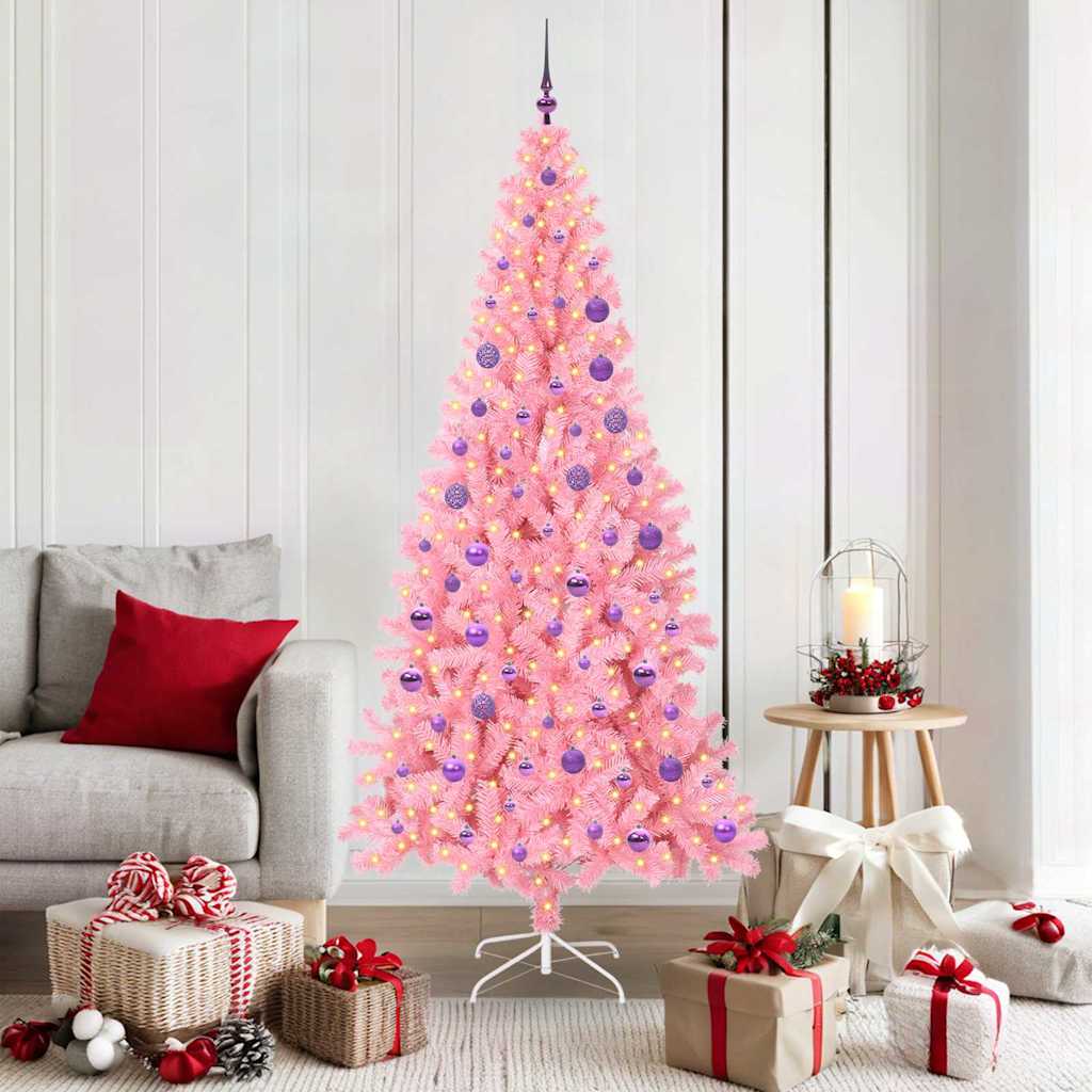 Albero di Natale VidaXL con 300 LED con PVC standard rosa da 180 cm
