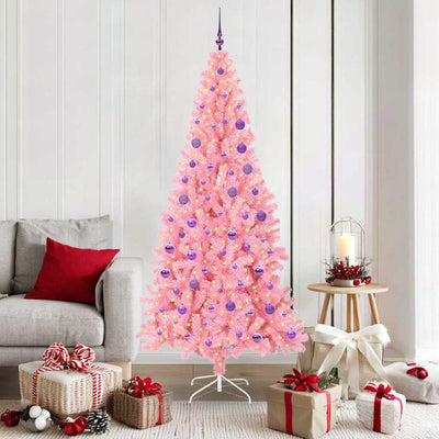 Albero di Natale VidaXL con 300 LED con PVC standard rosa da 180 cm
