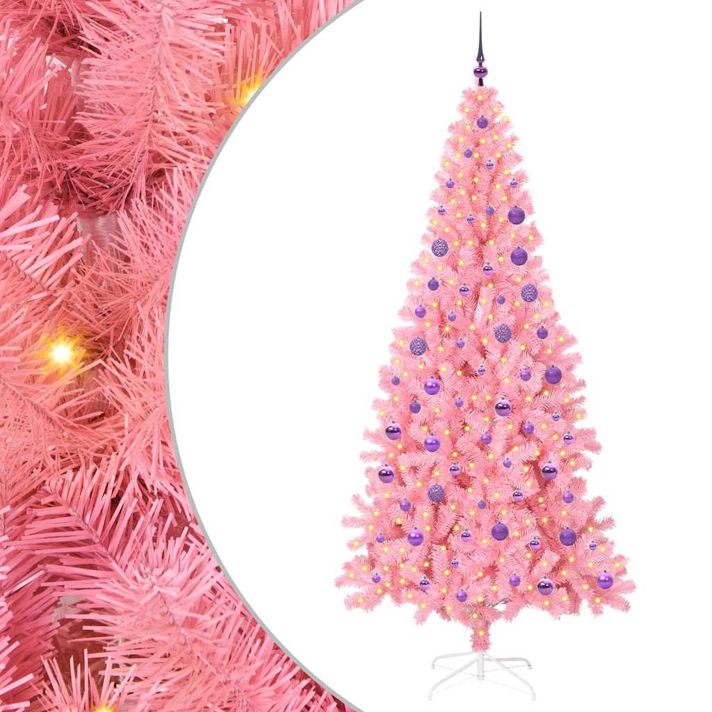 Albero di Natale VidaXL con 300 LED con PVC standard rosa da 180 cm