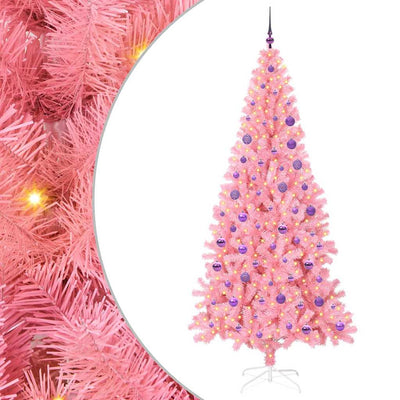 Albero di Natale VidaXL con 300 LED con PVC standard rosa da 180 cm