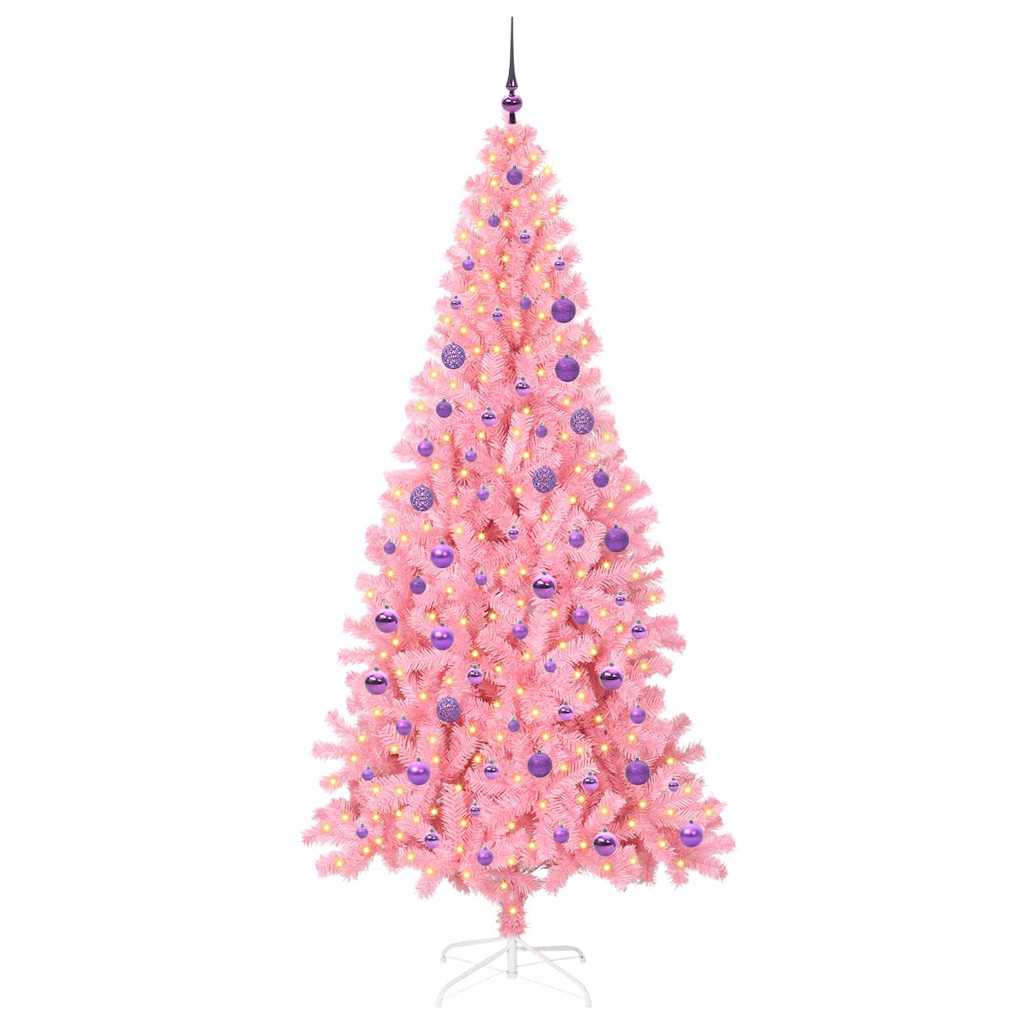 Albero di Natale VidaXL con 300 LED con PVC standard rosa da 180 cm