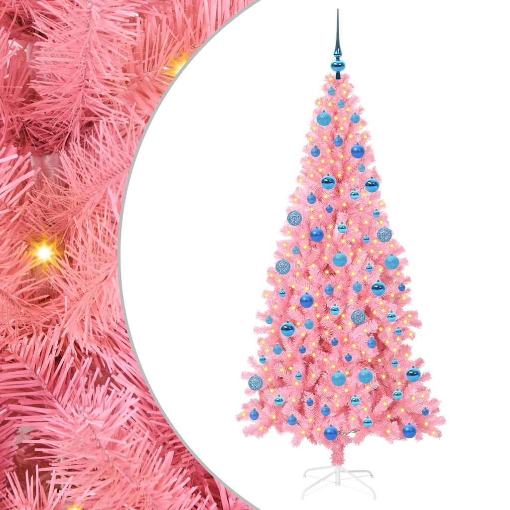 Albero di Natale VidaXL con 300 LED con PVC standard rosa da 180 cm