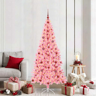 Albero di Natale VidaXL con 300 LED con PVC standard rosa da 210 cm
