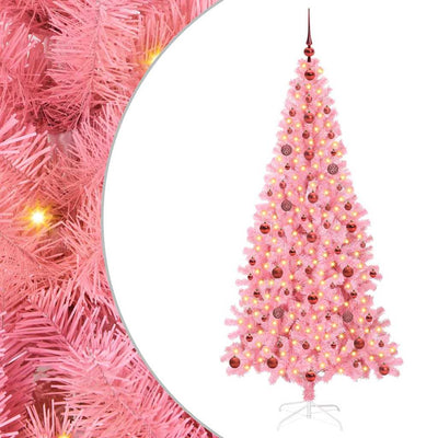 Albero di Natale VidaXL con 300 LED con PVC standard rosa da 210 cm