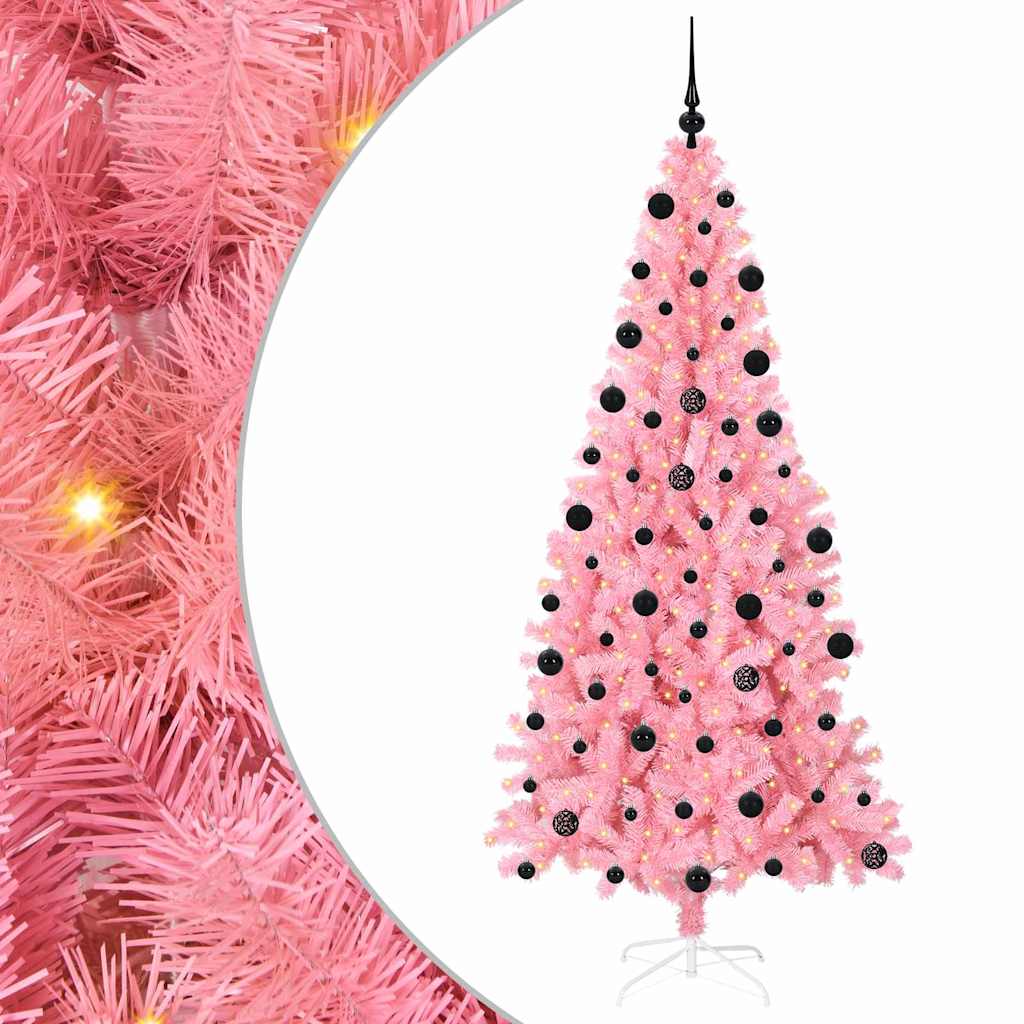 Albero di Natale VidaXL con 300 LED con PVC standard rosa da 210 cm