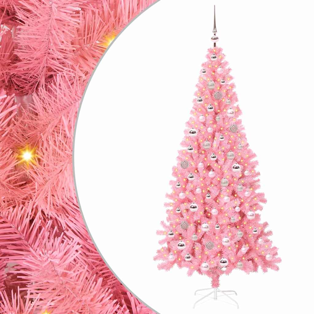 Albero di Natale VidaXL con 300 LED con PVC standard rosa da 210 cm