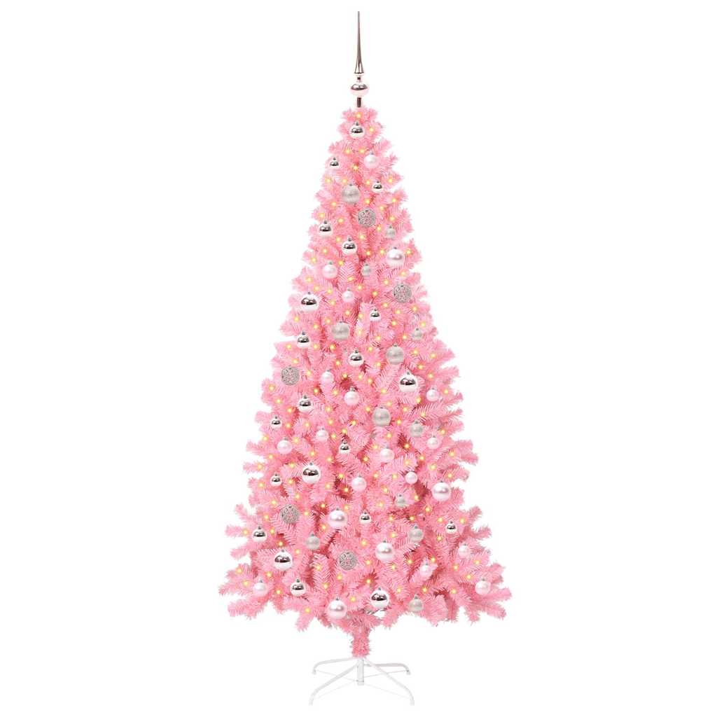 Albero di Natale VidaXL con 300 LED con PVC standard rosa da 210 cm