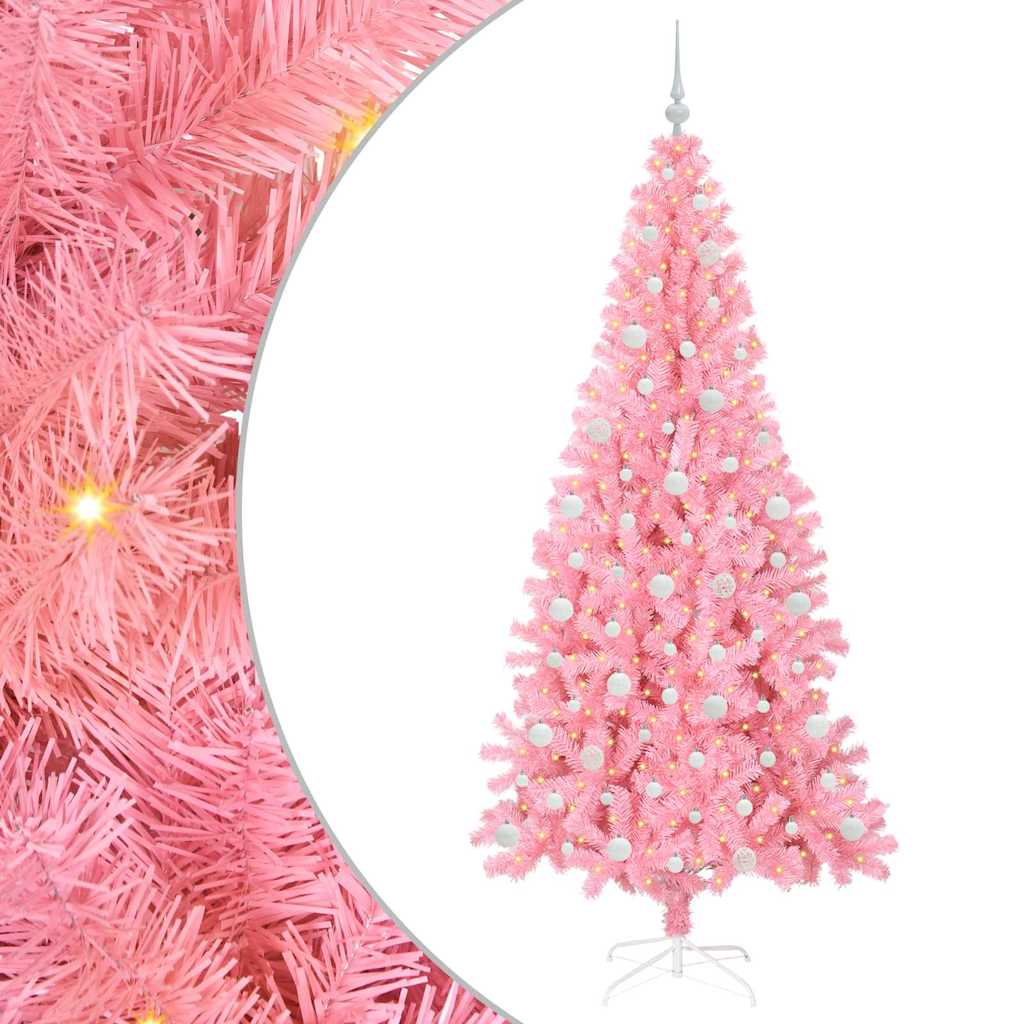 Albero di Natale VidaXL con 300 LED con PVC standard rosa da 210 cm