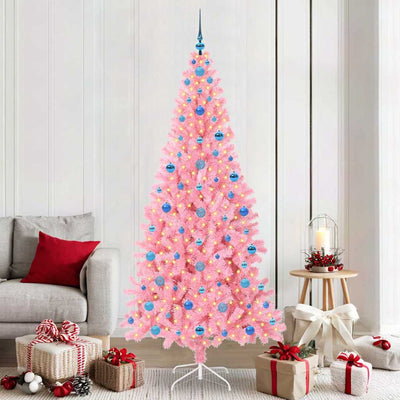 Albero di Natale VidaXL con 300 LED con PVC standard rosa da 210 cm
