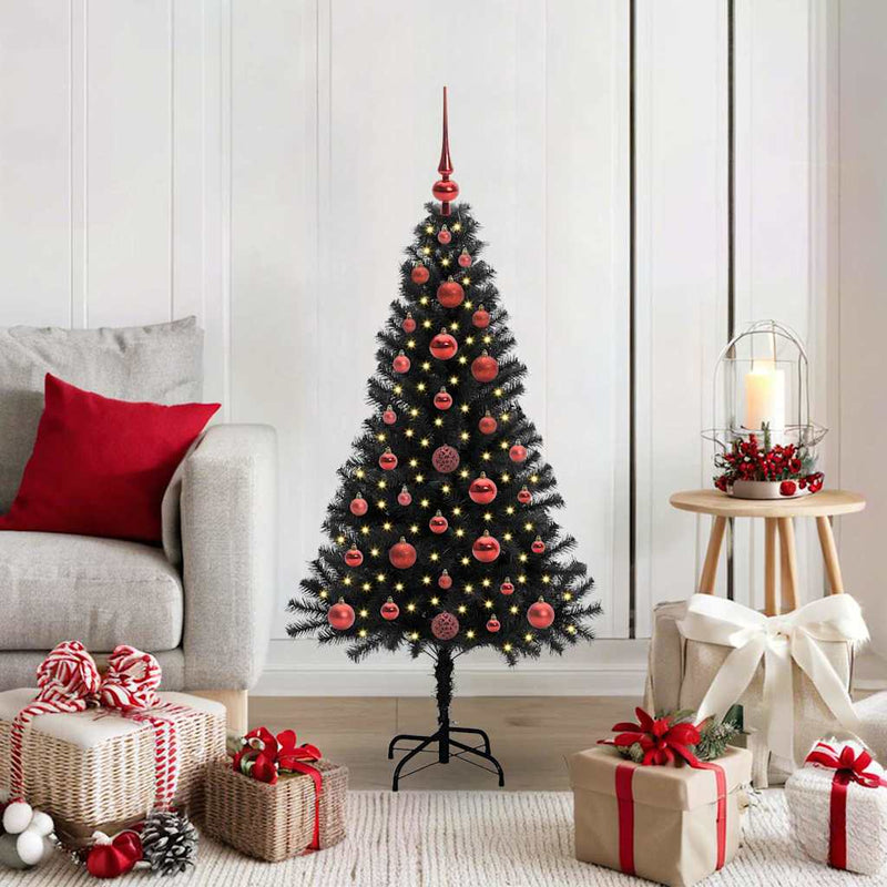 Albero di Natale VidaXL con 150 LED con PVC standard nero da 120 cm