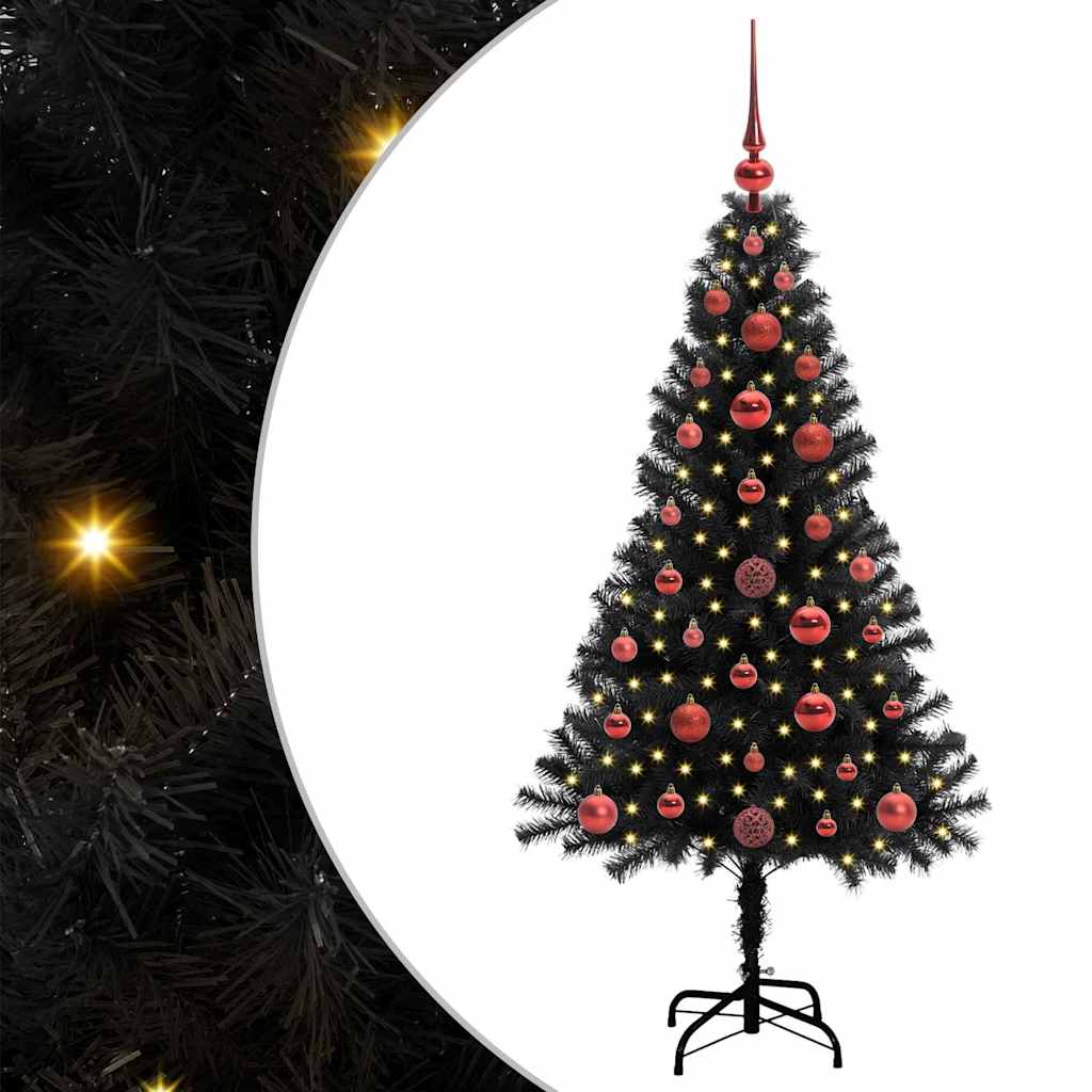 Albero di Natale VidaXL con 150 LED con PVC standard nero da 120 cm