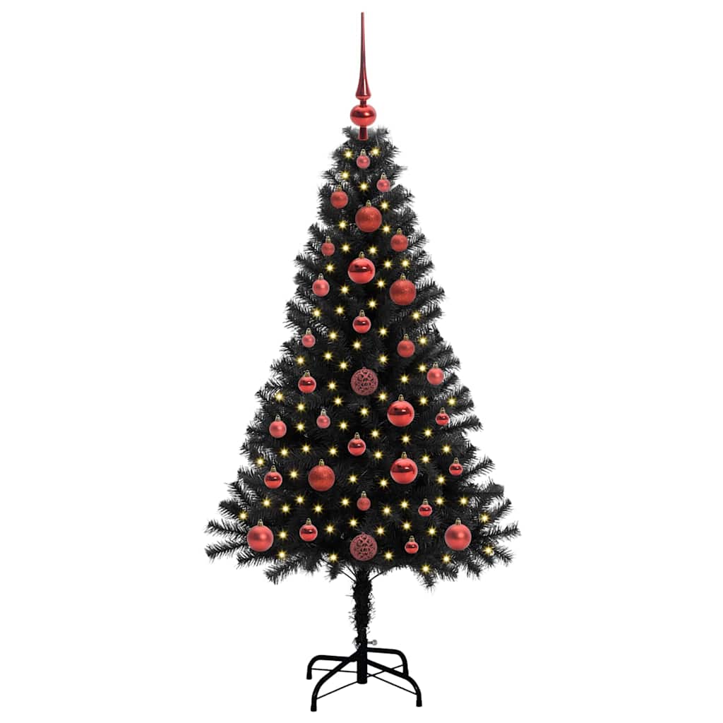 Albero di Natale VidaXL con 150 LED con PVC standard nero da 120 cm
