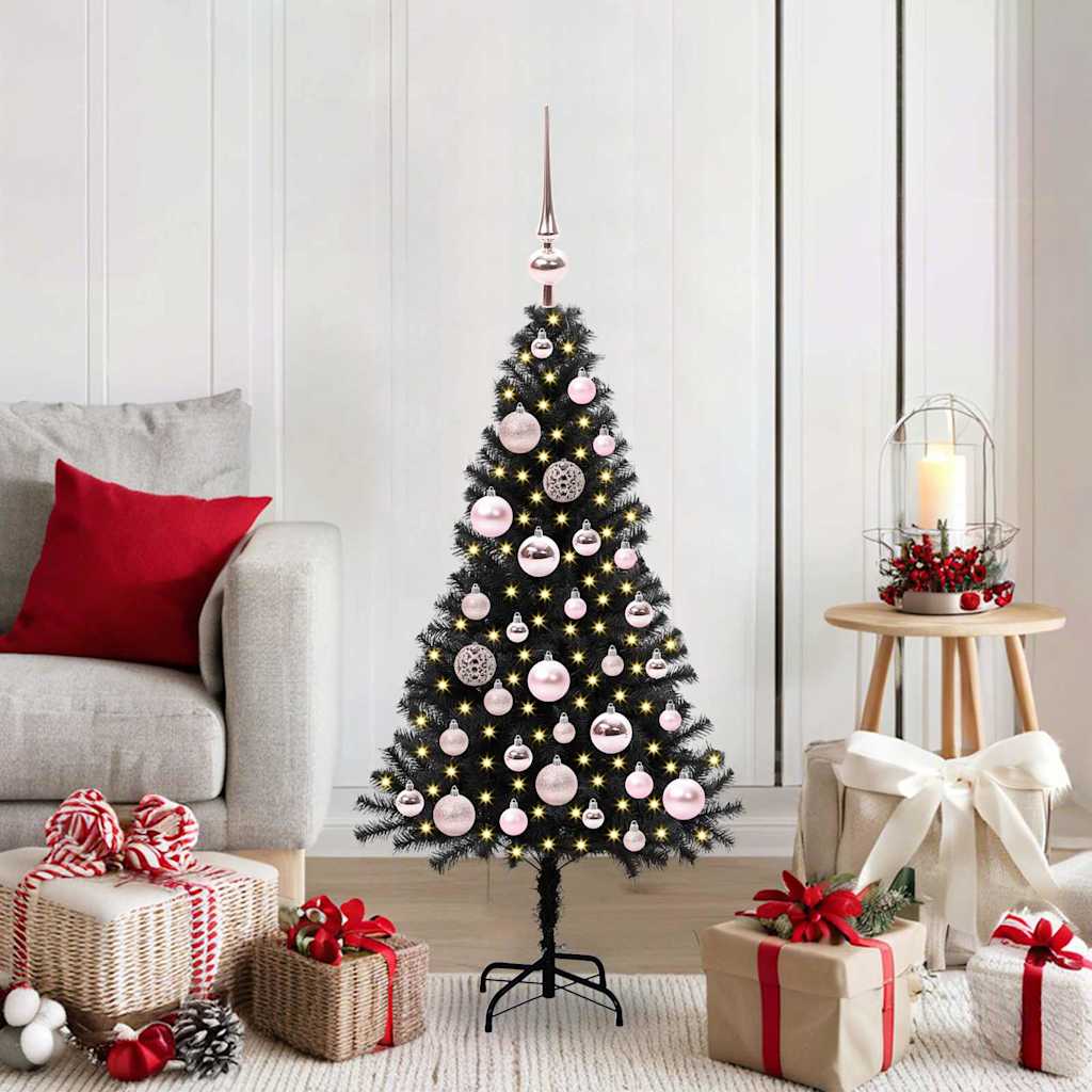 Albero di Natale VidaXL con 150 LED con PVC standard nero da 120 cm