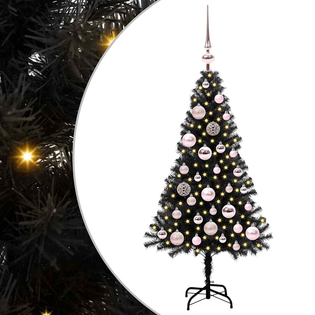 Albero di Natale VidaXL con 150 LED con PVC standard nero da 120 cm