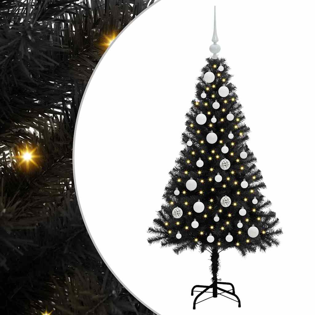 Albero di Natale VidaXL con 150 LED con PVC standard nero da 120 cm