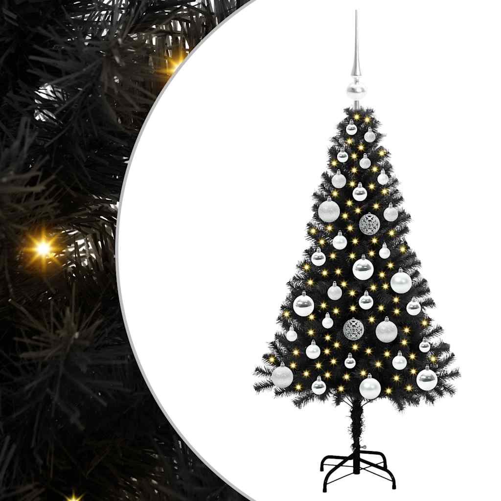 Albero di Natale VidaXL con 150 LED con PVC standard nero da 120 cm