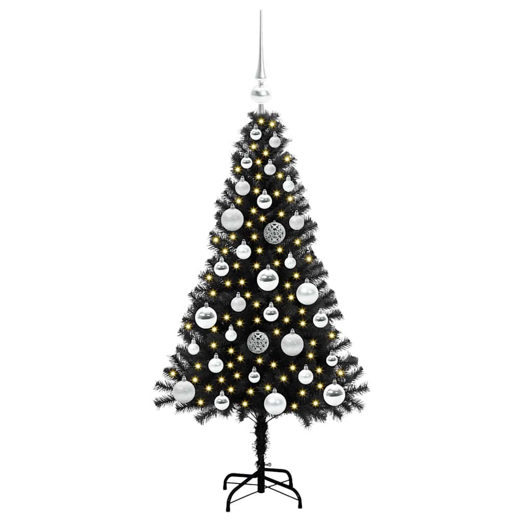 Albero di Natale VidaXL con 150 LED con PVC standard nero da 120 cm