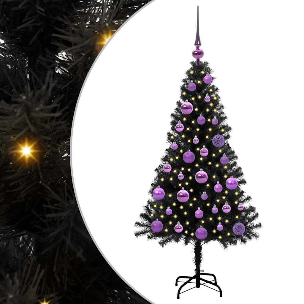 Albero di Natale VidaXL con 150 LED con PVC standard nero da 120 cm