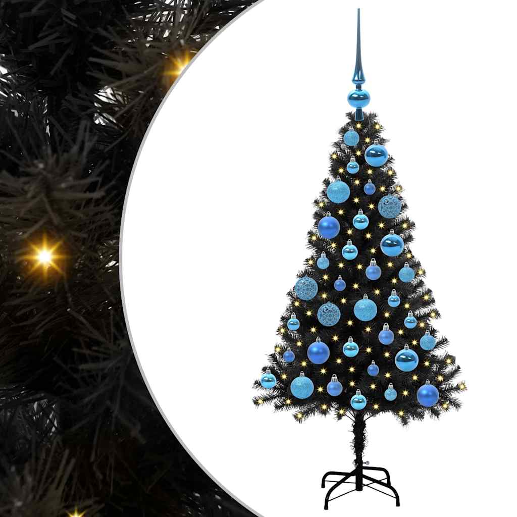Albero di Natale VidaXL con 150 LED con PVC standard nero da 120 cm