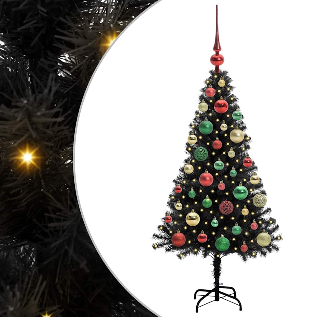 Albero di Natale VidaXL con 150 LED con PVC standard nero da 120 cm
