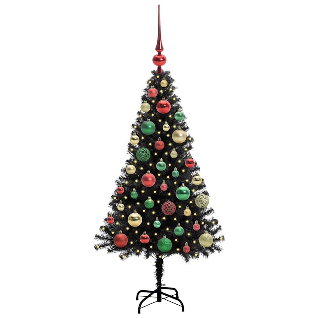 Albero di Natale VidaXL con 150 LED con PVC standard nero da 120 cm