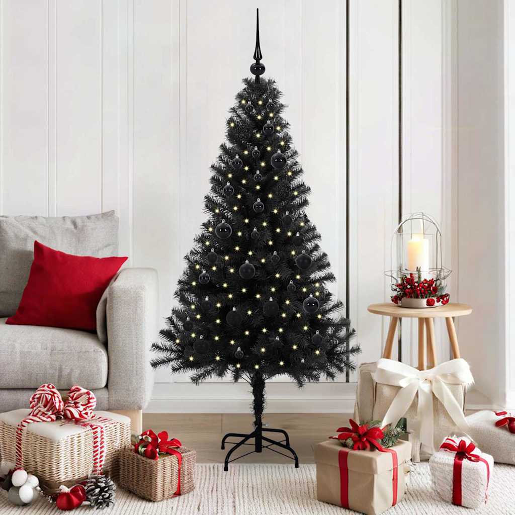 Vidaxl kerstboom met 150 led met standaard zwart 150 cm pvc