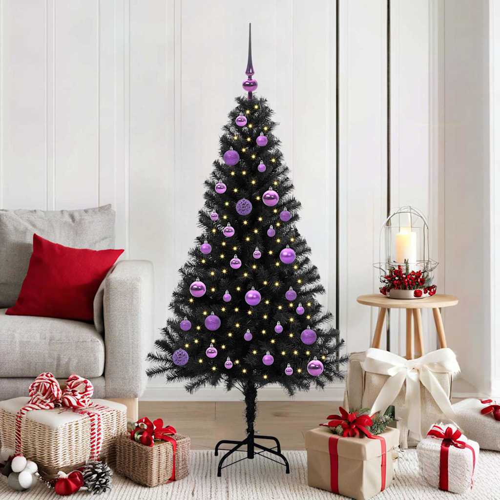 Vidaxl kerstboom met 150 led met standaard zwart 150 cm pvc