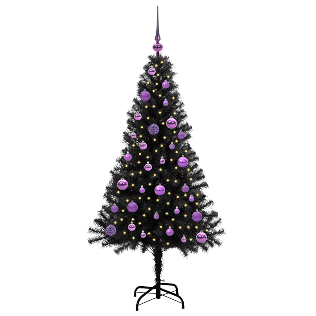 Vidaxl kerstboom met 150 led met standaard zwart 150 cm pvc