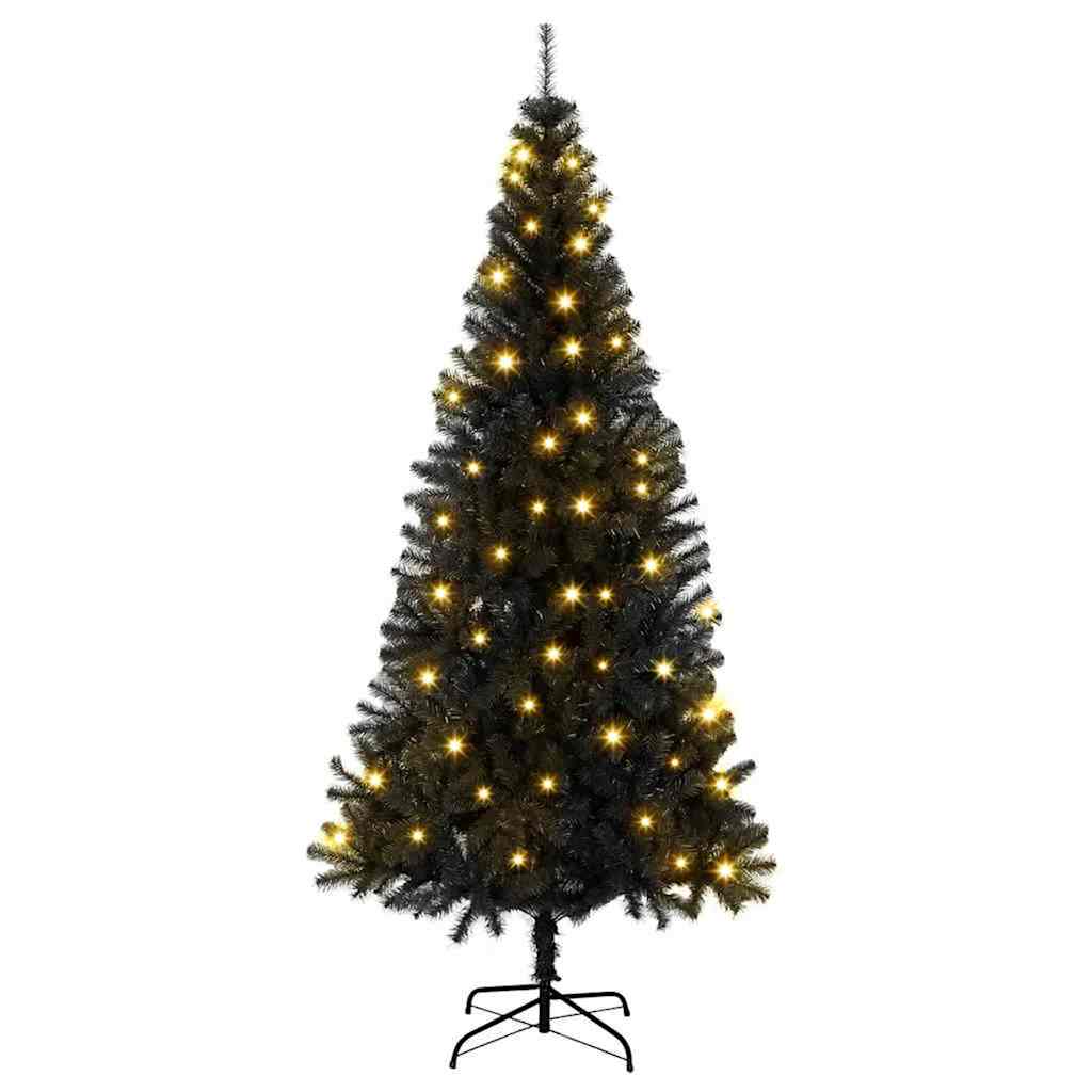 Árbol de Navidad VidaXL con 300 LED con PVC estándar negro 180 cm