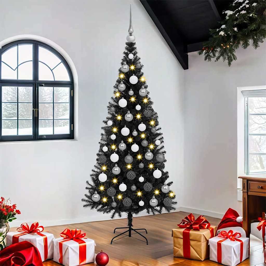 Albero di Natale VidaXL con 300 LED con PVC standard nero da 180 cm