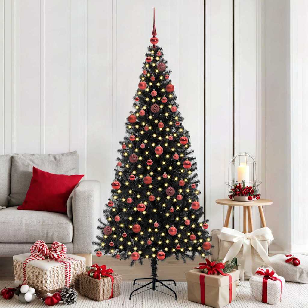 Albero di Natale VidaXL con 300 LED con PVC standard nero da 180 cm