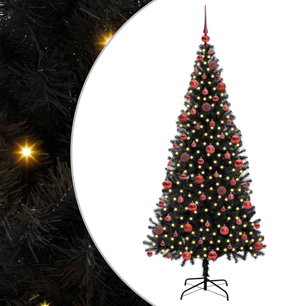 Albero di Natale VidaXL con 300 LED con PVC standard nero da 180 cm