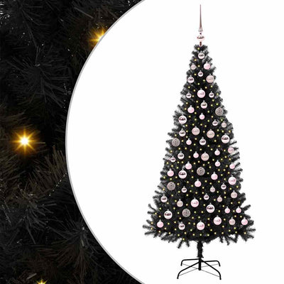 Albero di Natale VidaXL con 300 LED con PVC standard nero da 180 cm