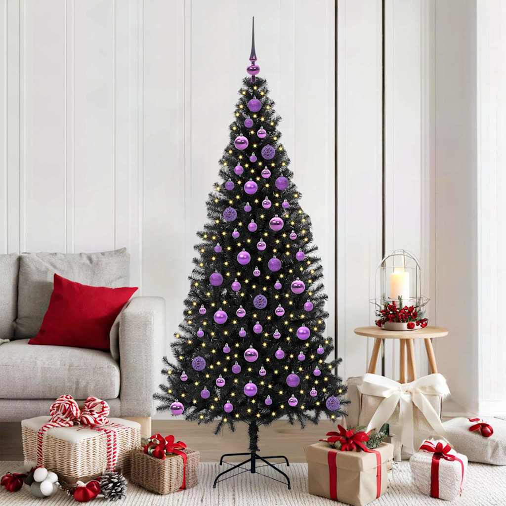 Albero di Natale VidaXL con 300 LED con PVC standard nero da 180 cm