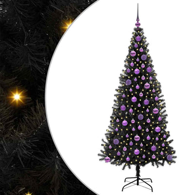 Albero di Natale VidaXL con 300 LED con PVC standard nero da 180 cm