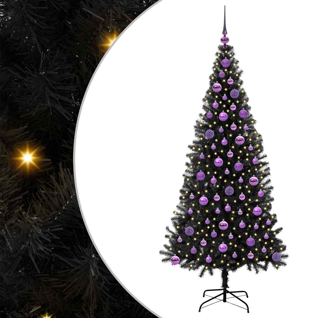 Albero di Natale VidaXL con 300 LED con PVC standard nero da 180 cm