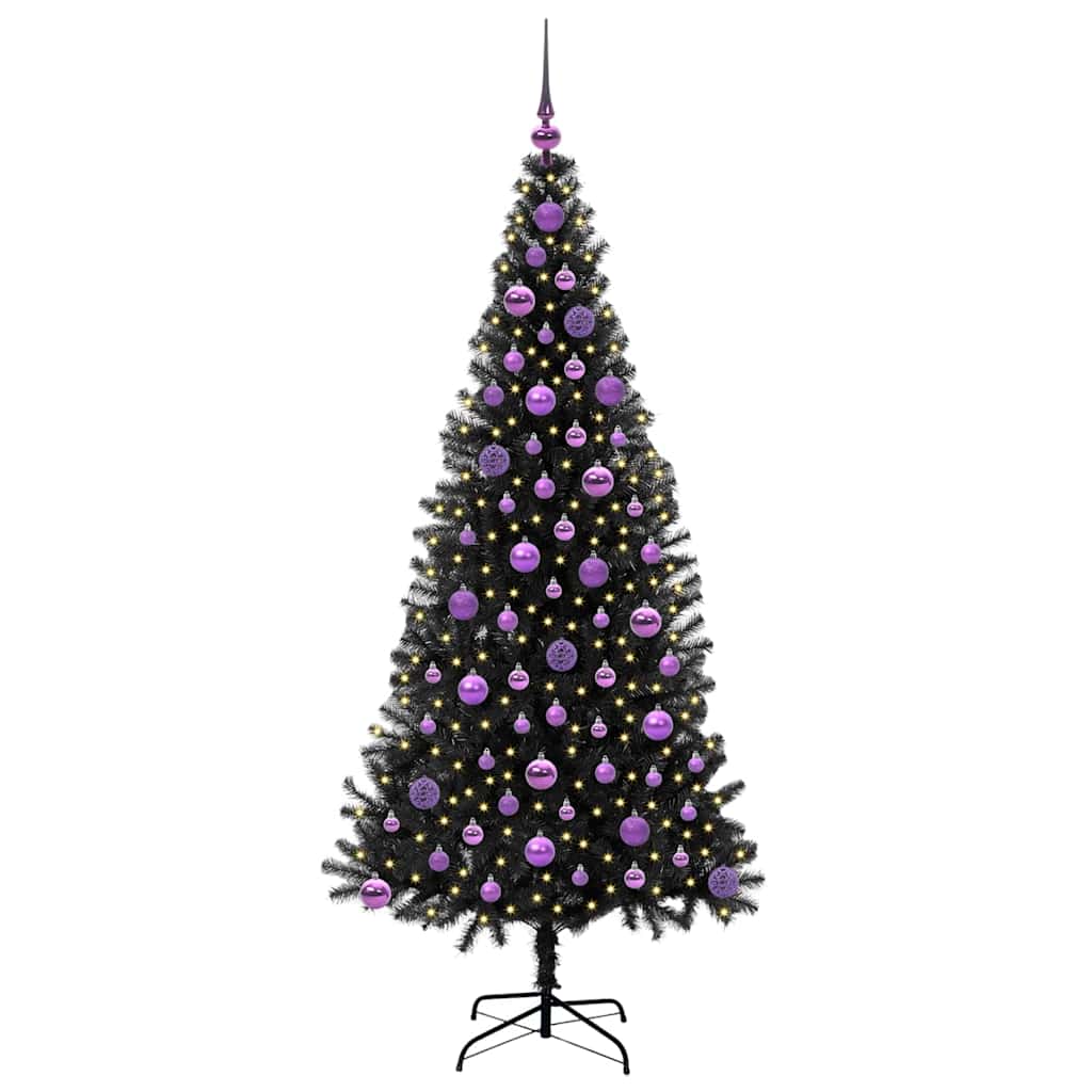 Albero di Natale VidaXL con 300 LED con PVC standard nero da 180 cm