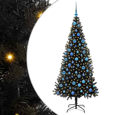 Albero di Natale VidaXL con 300 LED con PVC standard nero da 180 cm