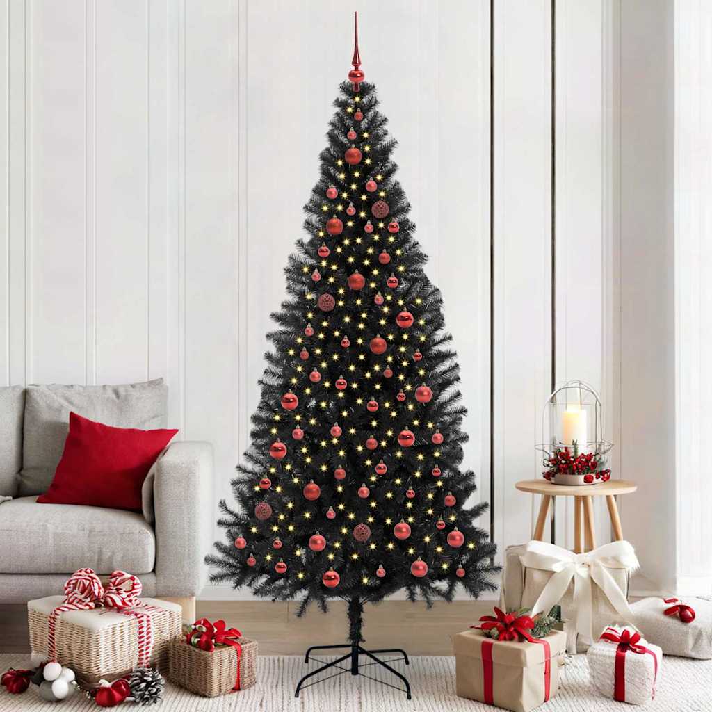 Vidaxl kerstboom met 300 led met standaard zwart 210 cm pvc