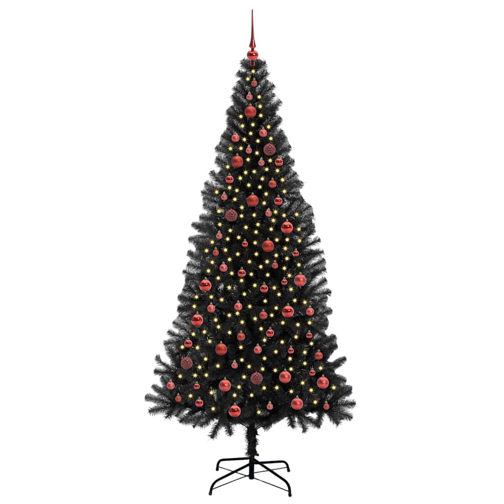 Vidaxl kerstboom met 300 led met standaard zwart 210 cm pvc