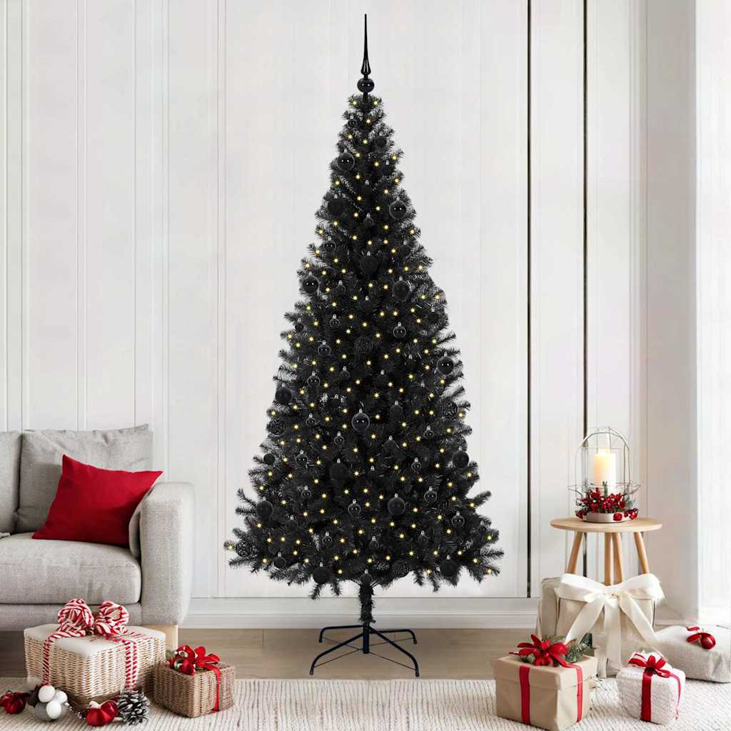 Albero di Natale VidaXL con 300 LED con PVC standard nero da 210 cm