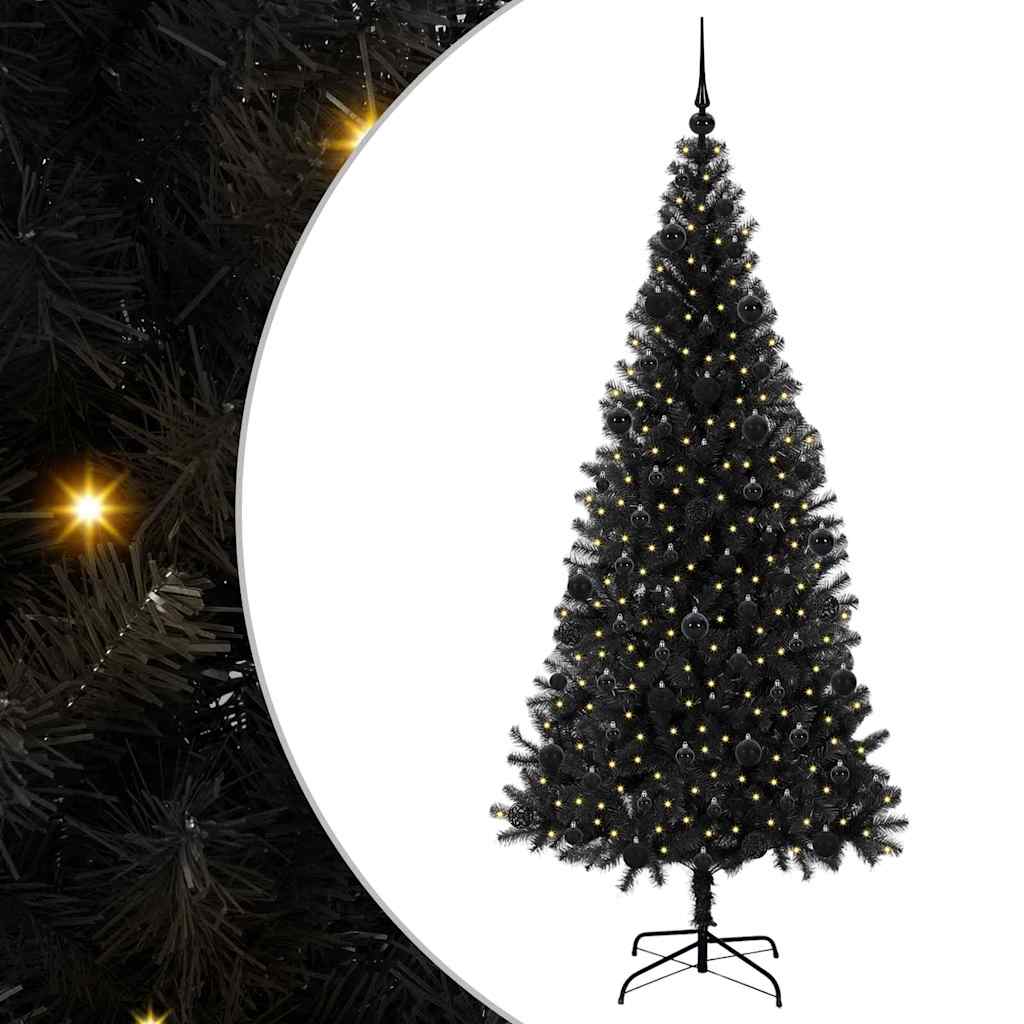 Albero di Natale VidaXL con 300 LED con PVC standard nero da 210 cm