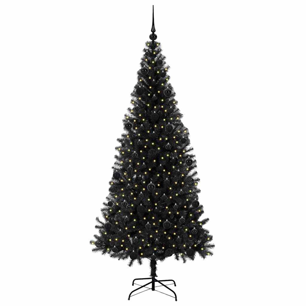 Albero di Natale VidaXL con 300 LED con PVC standard nero da 210 cm